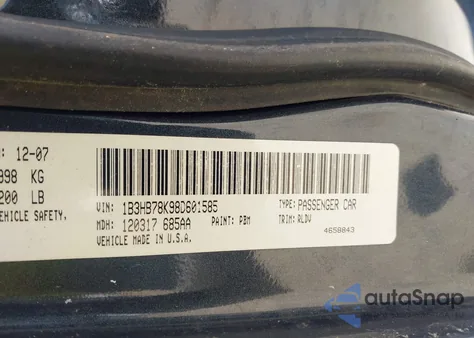 2008 Dodge Caliber R/T z USA, uszkodzony, nr VIN 1B3HB78K98D601585